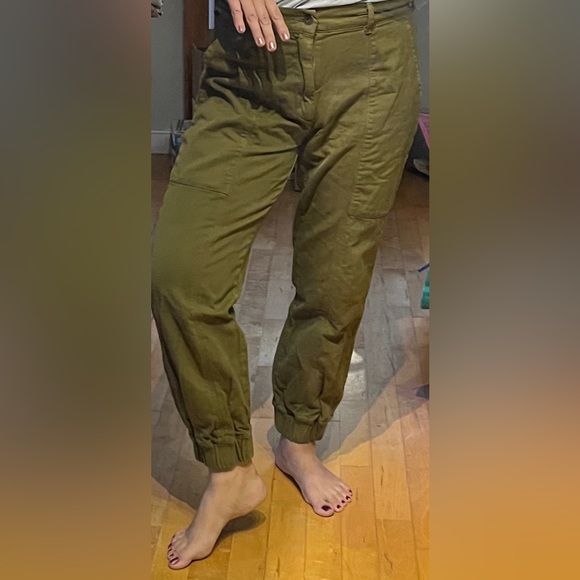 SERRA Khaki Pants Ankle OLIVE OIL Wash Fatigue Camo Parachute Trouser Utility M - Picture 10 of 11